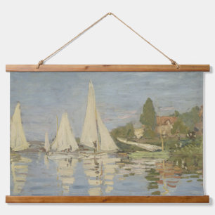 Regatten in Argenteuil, Ölgemälde, Claude Monet Wandteppich Mit Holzrahmen