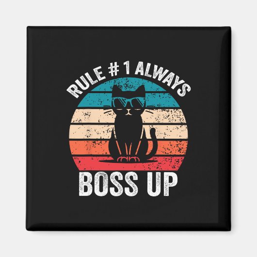 Regel 1 Immer die Katze aufkochen Funny Meme Männe Magnet (Vorne)