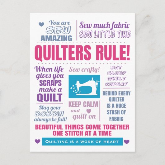 Regel für Quiltquotenquilters Postkarte (Vorderseite)
