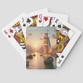 Regelmäßige Spielkarten mit farbigem Sonnenunterga