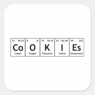 Regelmäßige Tabellenelemente der CoOKIEs Chemie Quadratischer Aufkleber