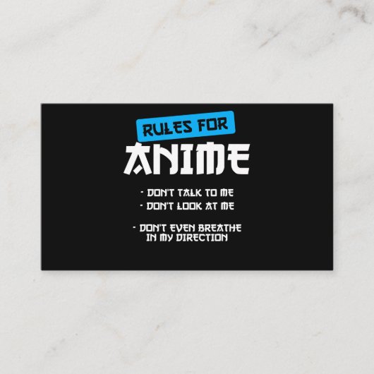 Regeln Anime Kleidung Manga Art Cosplay Otaku Gesc Visitenkarte (Vorderseite)