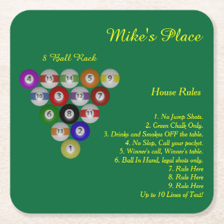 Regeln des Billard-Haus-10 Rechteckiger Pappuntersetzer