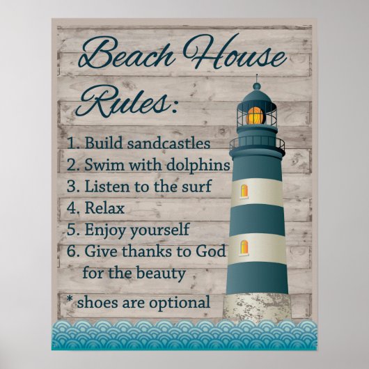 Regeln für Beach House Poster (Vorne)