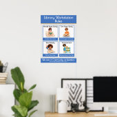 Regeln für den Bibliotheksarbeitsplatz Lehrer-Anke Poster (Heimbüro)