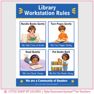 Regeln für den Bibliotheksarbeitsplatz Lehrer-Anke Poster