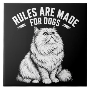 Regeln sind für Hunde gemacht - Lustiges Katzenlie Fliese