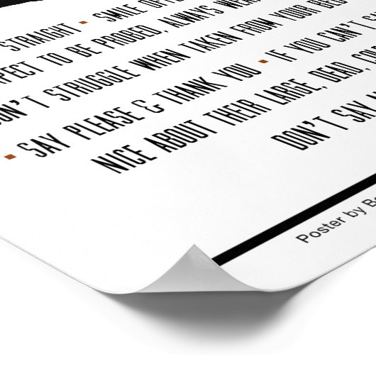 Regeln, um ein guter Entführer zu sein Poster (Ecke)