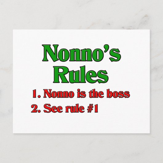 Regeln von Nonno (italienischer Großvater) Postkarte (Vorderseite)