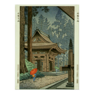 Regen am Enryakuji-Tempel Shin Hanga Druck