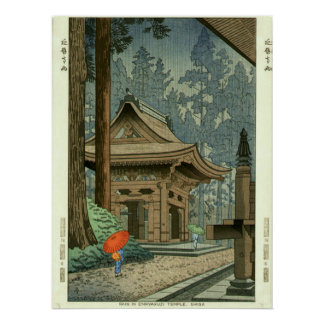 Regen am Enryakuji-Tempel Shin Hanga Druck