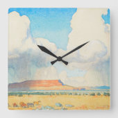 Regen auf dem Mesa von Maynard Dixon Quadratische Wanduhr (Vorderseite)