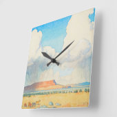Regen auf dem Mesa von Maynard Dixon Quadratische Wanduhr (Winkel)