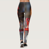 Regen bei orangefarbenen Blume Personalisiert Leggings (Rückseite)