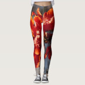 Regen bei orangefarbenen Blume Personalisiert Leggings (Vorderseite)