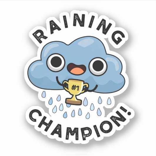 Regen Champ Funny Weather Rain Cloud Puff Aufkleber (Vorderseite)
