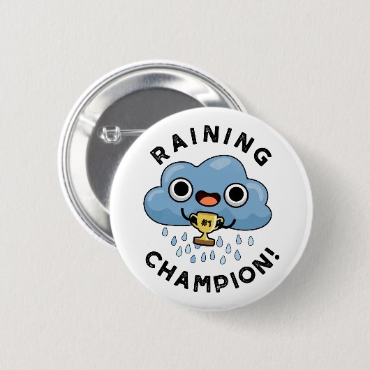 Regen Champ Funny Weather Rain Cloud Puff Button (Vorne & Hinten)