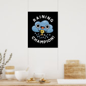 Regen Champ Funny Weather Rain Cloud Puff Dark BG Poster (Küche)