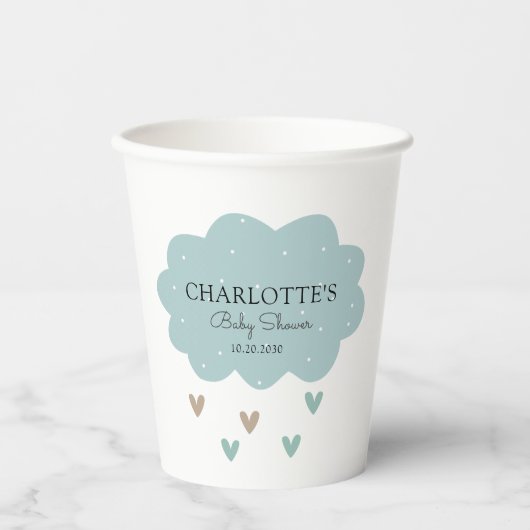 Regen Cloud Baby Dusche Blue Pappbecher (Vorderseite)