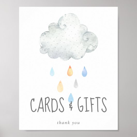 Regen Cloud Boy Baby Shower Cards und Geschenksign Poster (Vorne)