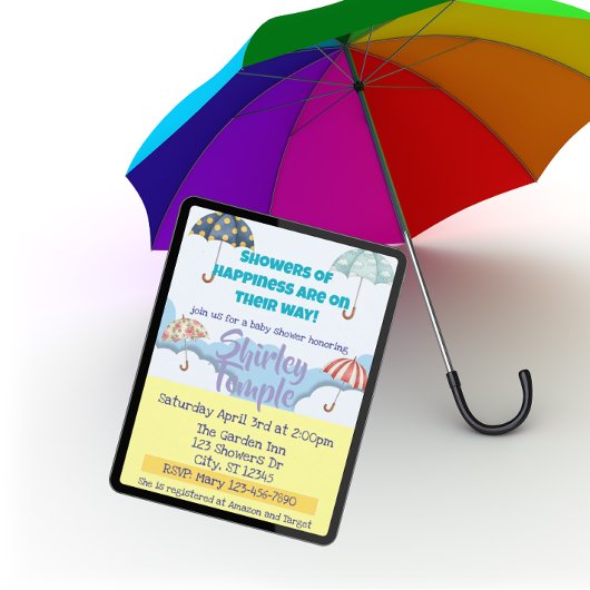 Regen der Glückseligkeit Schirm Baby Shower Einladung