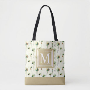 Regen der weißen Blume Monogramm Gesamtbeutel Tasche