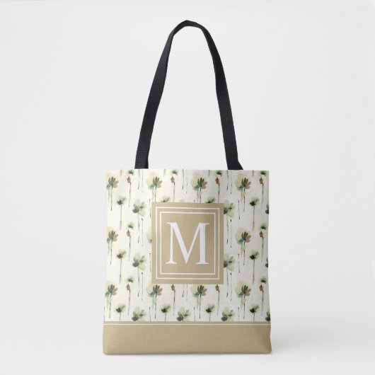 Regen der weißen Blume Monogramm| Gesamtbeutel Tasche (Vorderseite)