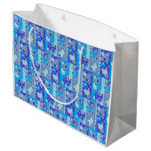 Regen fällt April Duschen Multi Blue Design Große Geschenktüte (Rückseite Schrägansicht)