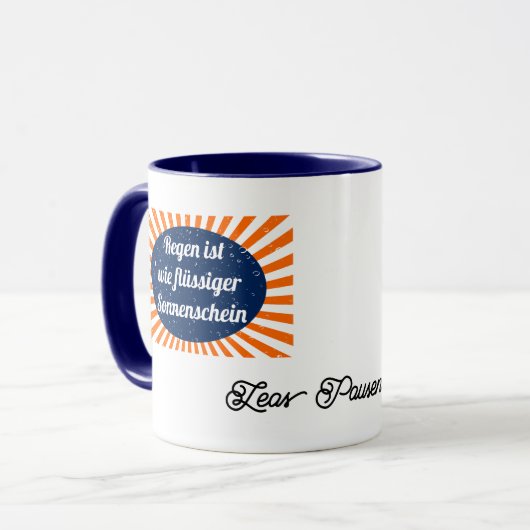 Regen flüssiger Sonnenschein mit Namen Tasse (Vorderseite Links)