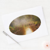 Regen im Wald Ovaler Aufkleber (Umschlag)