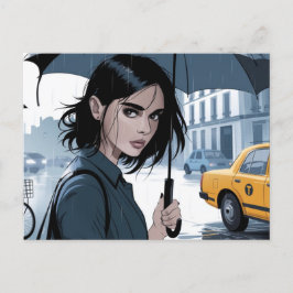 Regen in der City Umbrella Postcard Postkarte