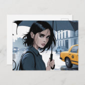 Regen in der City Umbrella Postcard Postkarte (Vorne/Hinten)