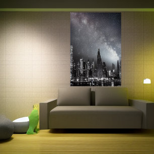 Regen in der Stadt nachts AI Art Poster