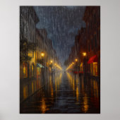 Regen in der Stadt um Mitternacht Poster (Vorne)