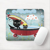 Regen Katze Regenschirm Melonenvogelstar Mousepad (Mit Mouse)