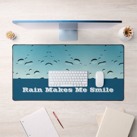 Regen macht mich lächeln Raindrops Foto Rainy Schreibtischunterlage (Büro 1)