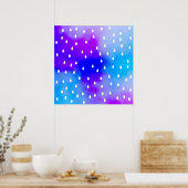 Regen mit blauem und lila bewölktem Himmel. Poster (Küche)