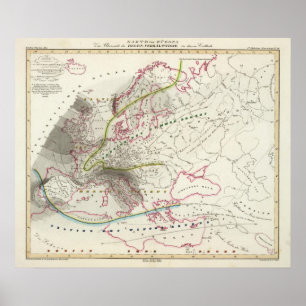 Regen-Muster in Europa Poster