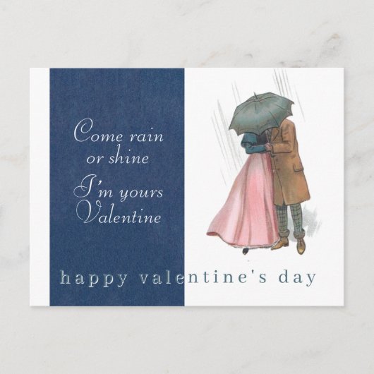 Regen oder Sonnenschein Valentinstag Vintage Regen Postkarte (Vorderseite)