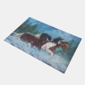 "Regen-Pferde" Western-Tür-Matte Fußmatte (Schrägansicht)