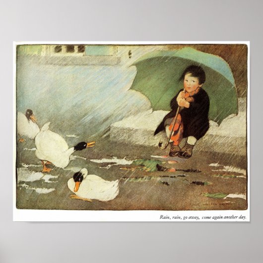 Regen, Regen weg Kinderzimmer Rhyton Print Poster (Vorne)