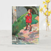 Regen, Regen, weg - Muttergosen-Kinderzimmer-Reim Karte (Gelbe Blume)