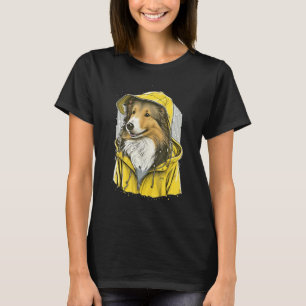 Regen Shetland-Schäferhund in einem Sheltie-Regenu T-Shirt