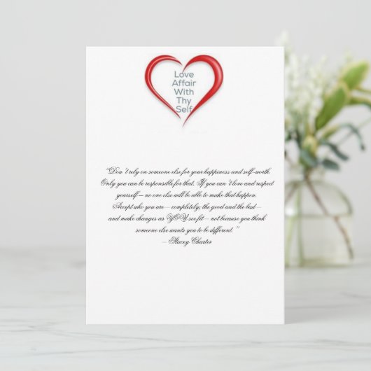 Regen Sie Selbstachtung an Dankeskarte (Stehend Vorderseite)