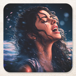 Regen singen rechteckiger pappuntersetzer