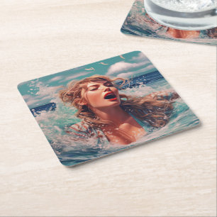 Regen singen rechteckiger pappuntersetzer