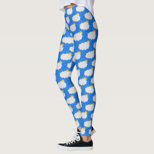 Regen Sonnenschein Wolken Muster Design Blau Leggings