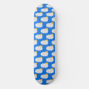 Regen Sonnenschein Wolken Muster Design Blau Skateboard