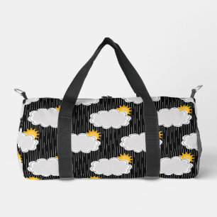 Regen Sonnenschein Wolken Muster Design Schwarz Duffle Bag