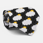Regen Sonnenschein Wolken Muster Design Schwarz Krawatte (Gerollt)